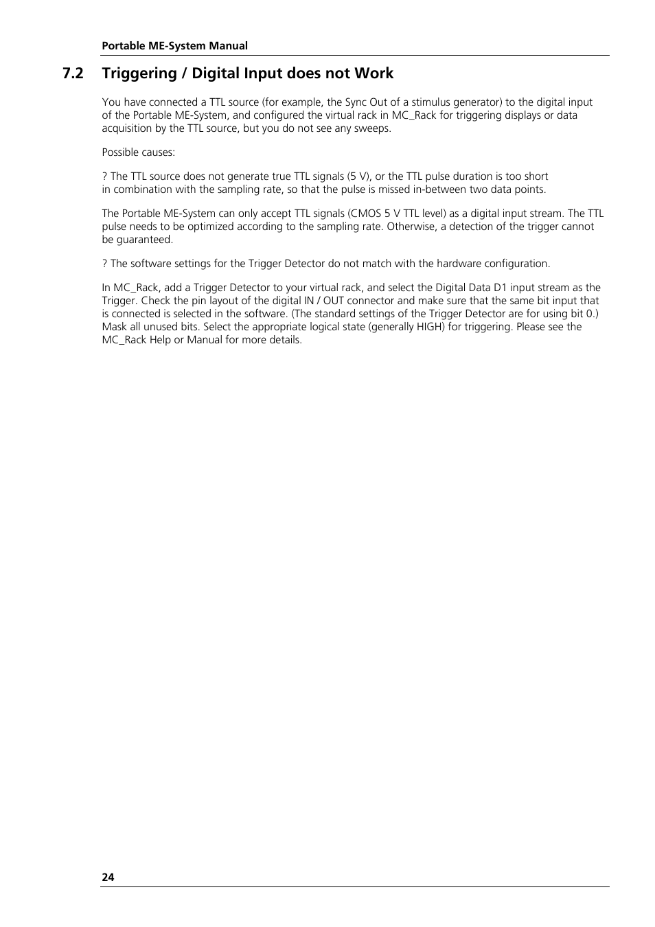 2 triggering / digital input does not work | Multichannel Systems Portable_ME-System Manual User Manual | Page 28 / 45
