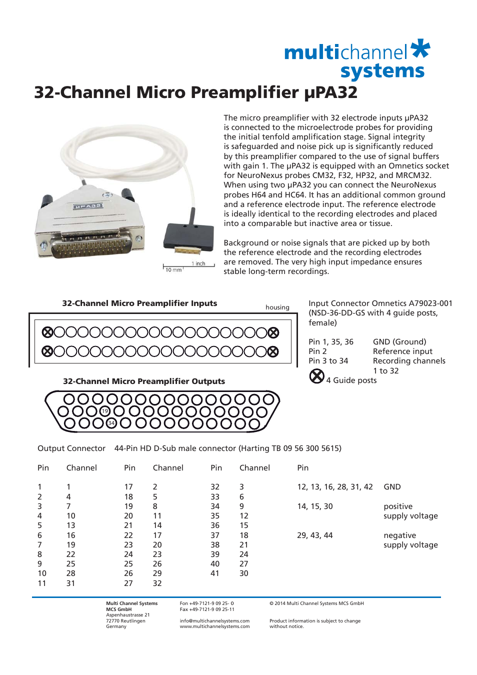 Channel micro preamplifier μpa32 | Multichannel Systems Portable_ME-System Manual User Manual | Page 33 / 45