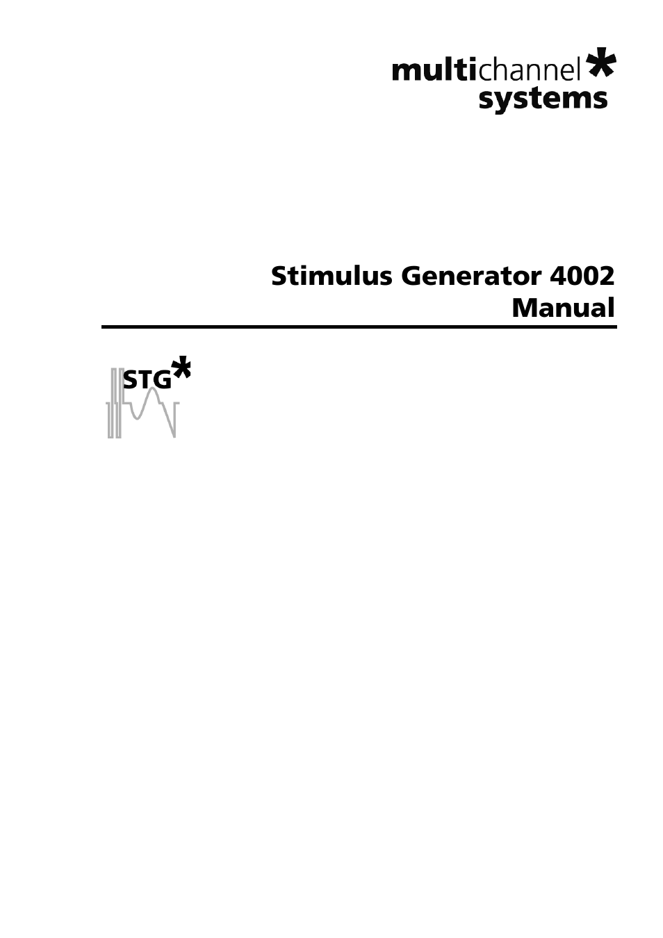 Multichannel Systems STG4002 Manual User Manual | 110 pages