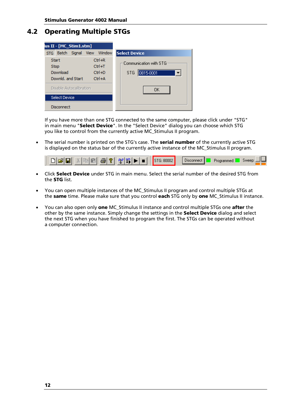 2 operating multiple stgs | Multichannel Systems STG4002 Manual User Manual | Page 16 / 110