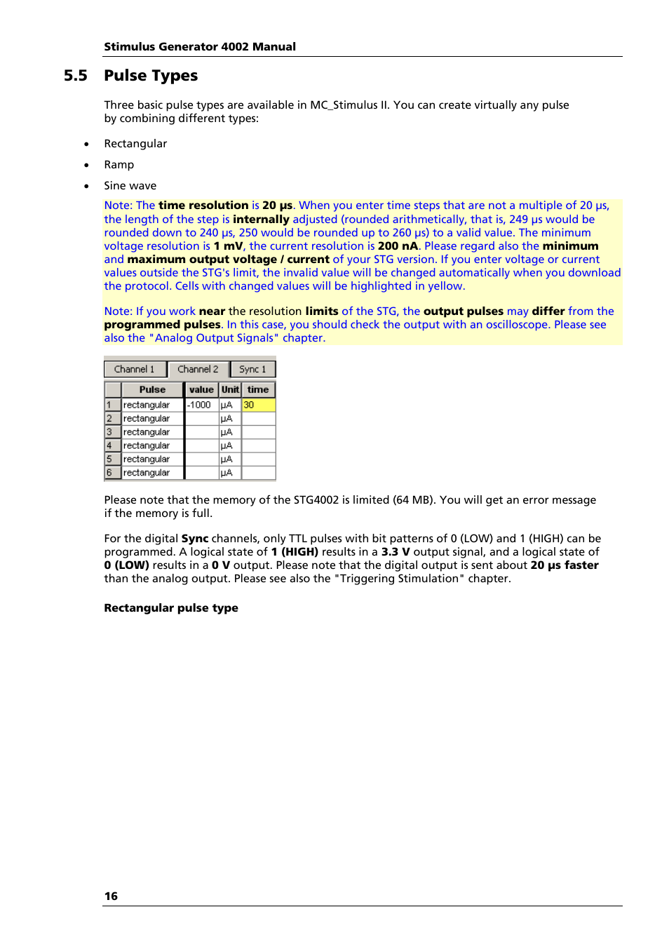 5 pulse types | Multichannel Systems STG4002 Manual User Manual | Page 20 / 110