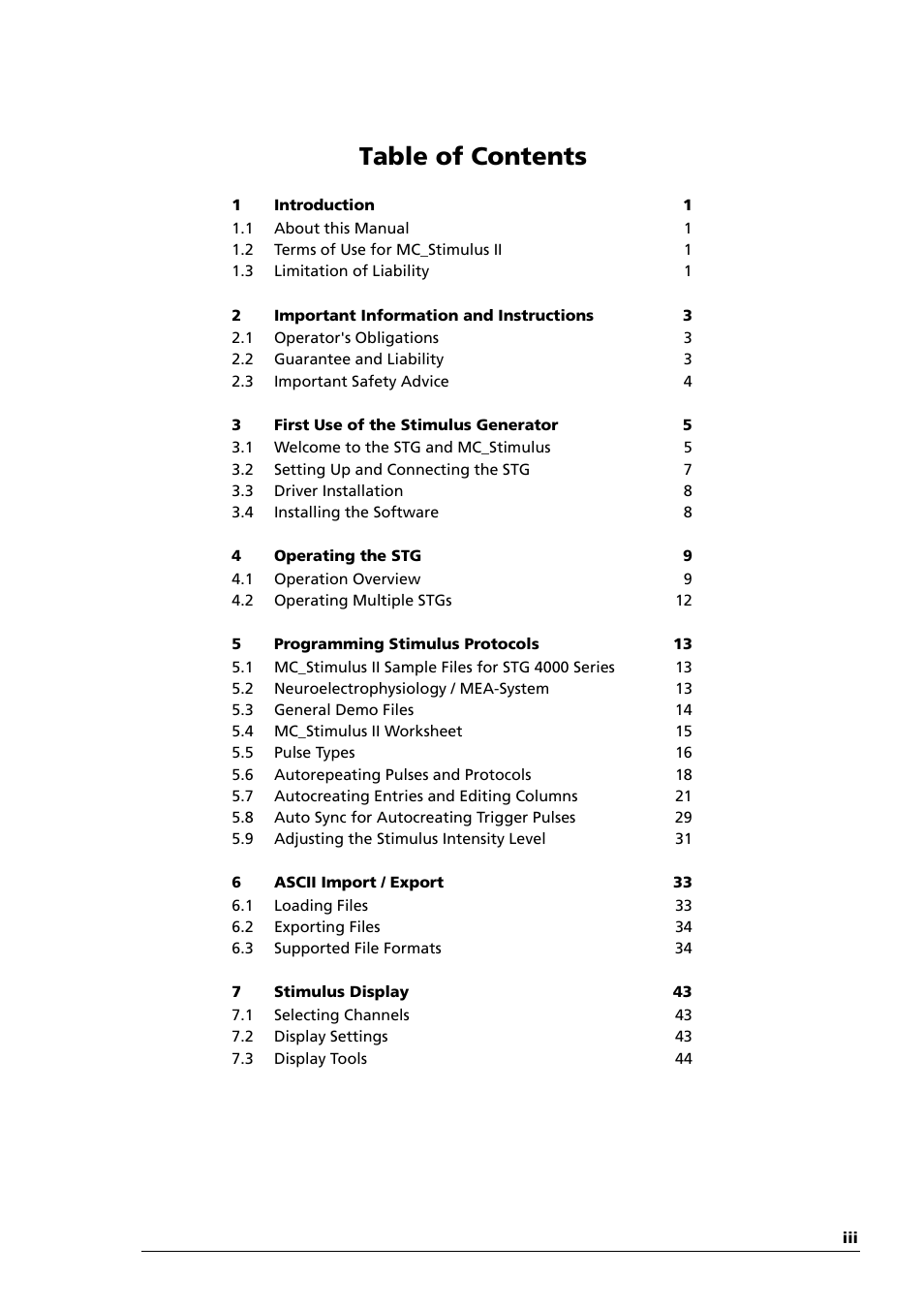 Multichannel Systems STG4002 Manual User Manual | Page 3 / 110