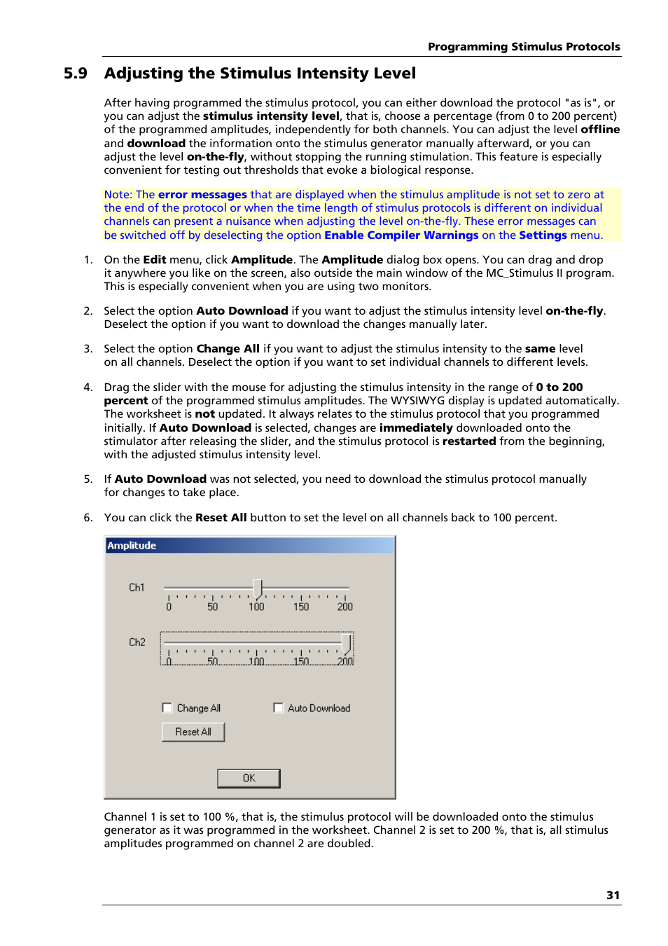 9 adjusting the stimulus intensity level | Multichannel Systems STG4002 Manual User Manual | Page 35 / 110