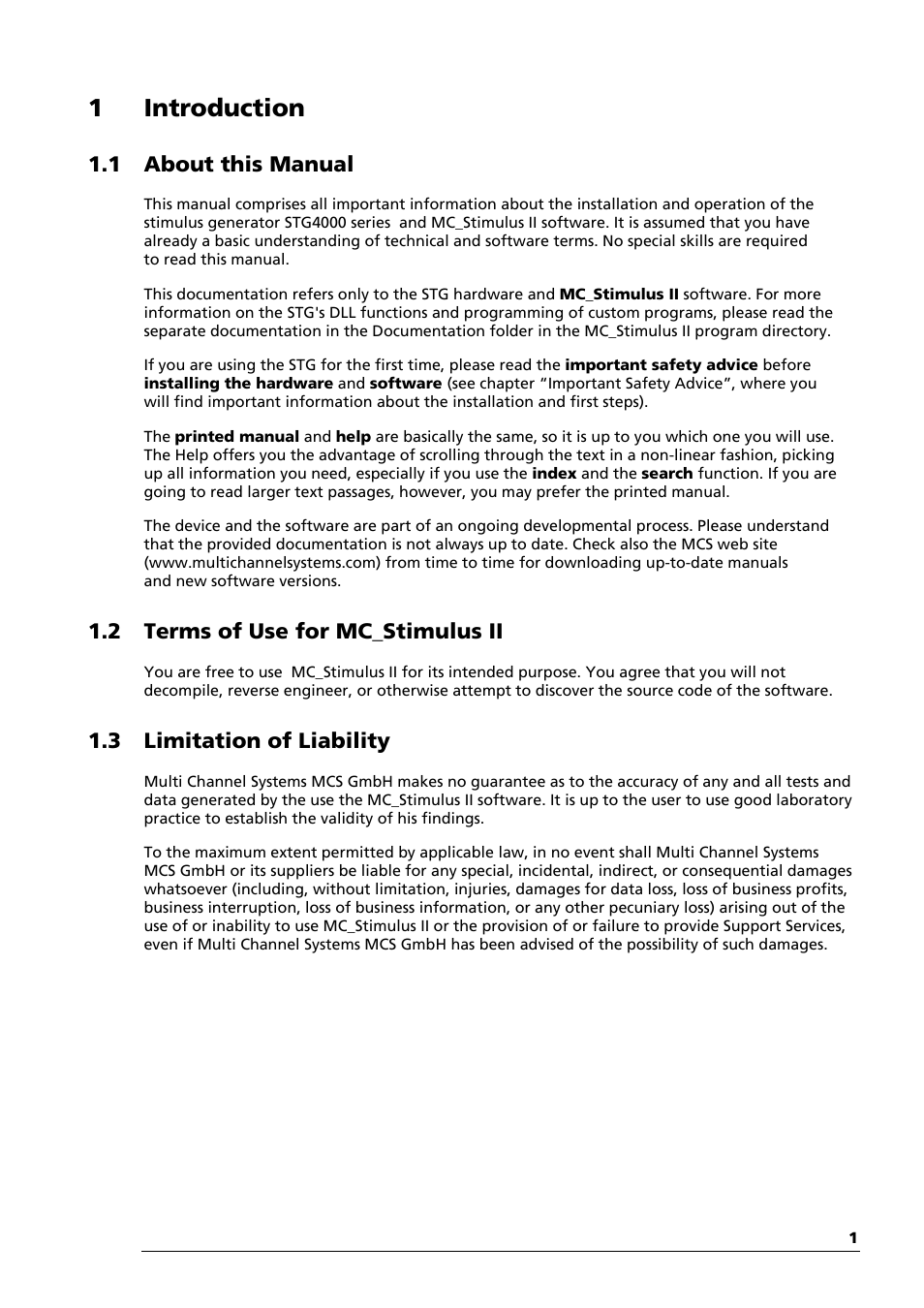 1introduction | Multichannel Systems STG4002 Manual User Manual | Page 5 / 110