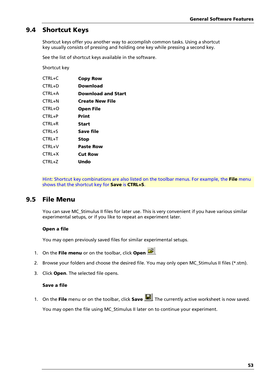 4 shortcut keys, 5 file menu | Multichannel Systems STG4002 Manual User Manual | Page 57 / 110