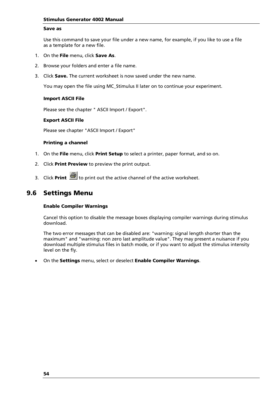 6 settings menu | Multichannel Systems STG4002 Manual User Manual | Page 58 / 110