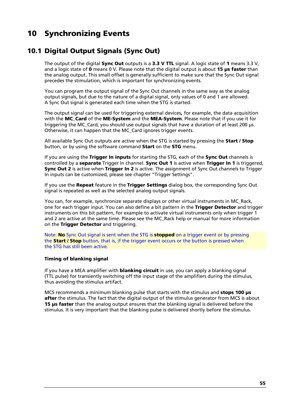10 synchronizing events, 1 digital output signals (sync out) | Multichannel Systems STG4002 Manual User Manual | Page 59 / 110