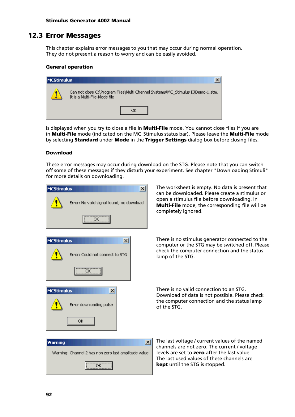 3 error messages | Multichannel Systems STG4002 Manual User Manual | Page 96 / 110