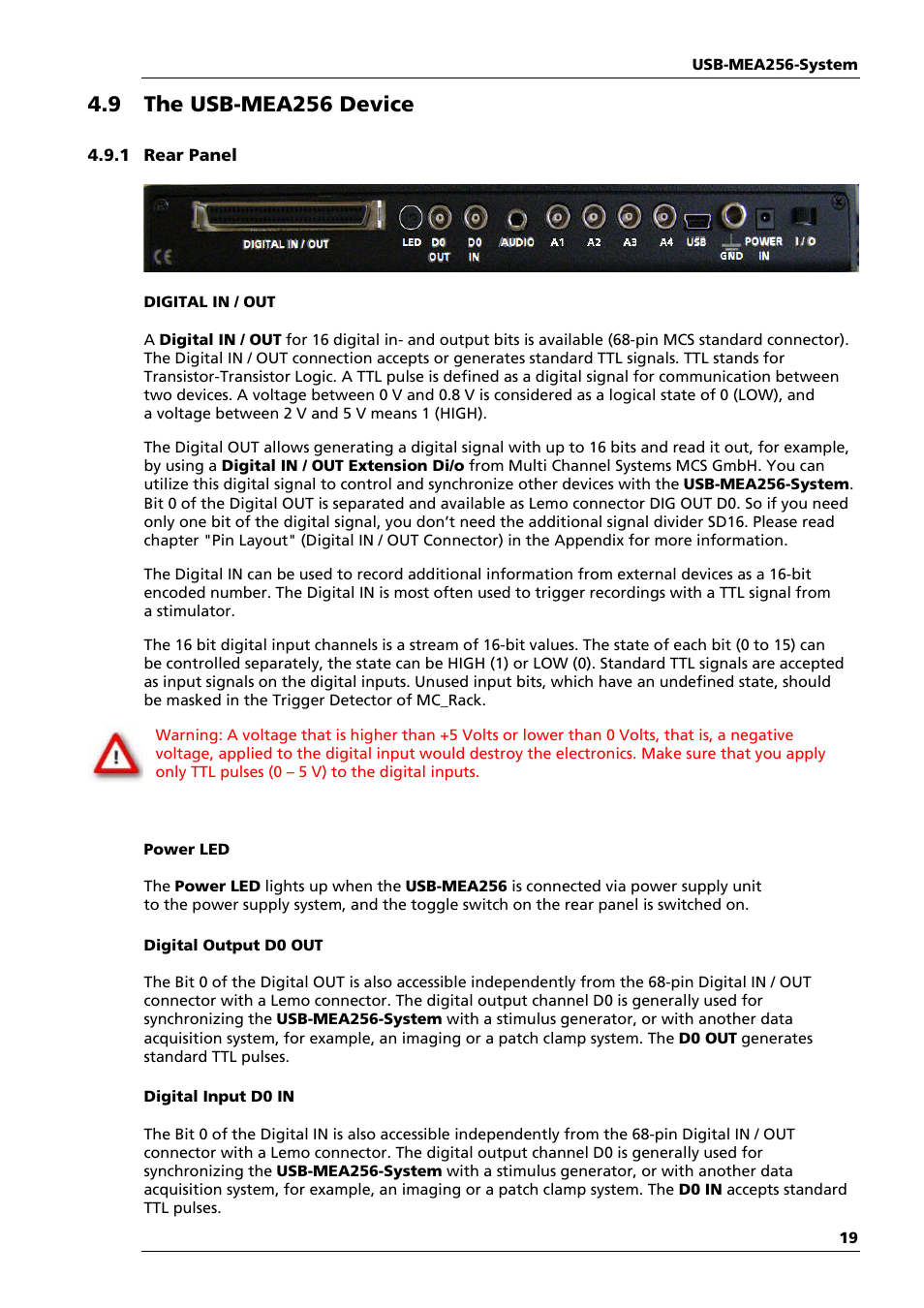 9 the usb-mea256 device | Multichannel Systems USB-MEA256-System Manual User Manual | Page 25 / 66