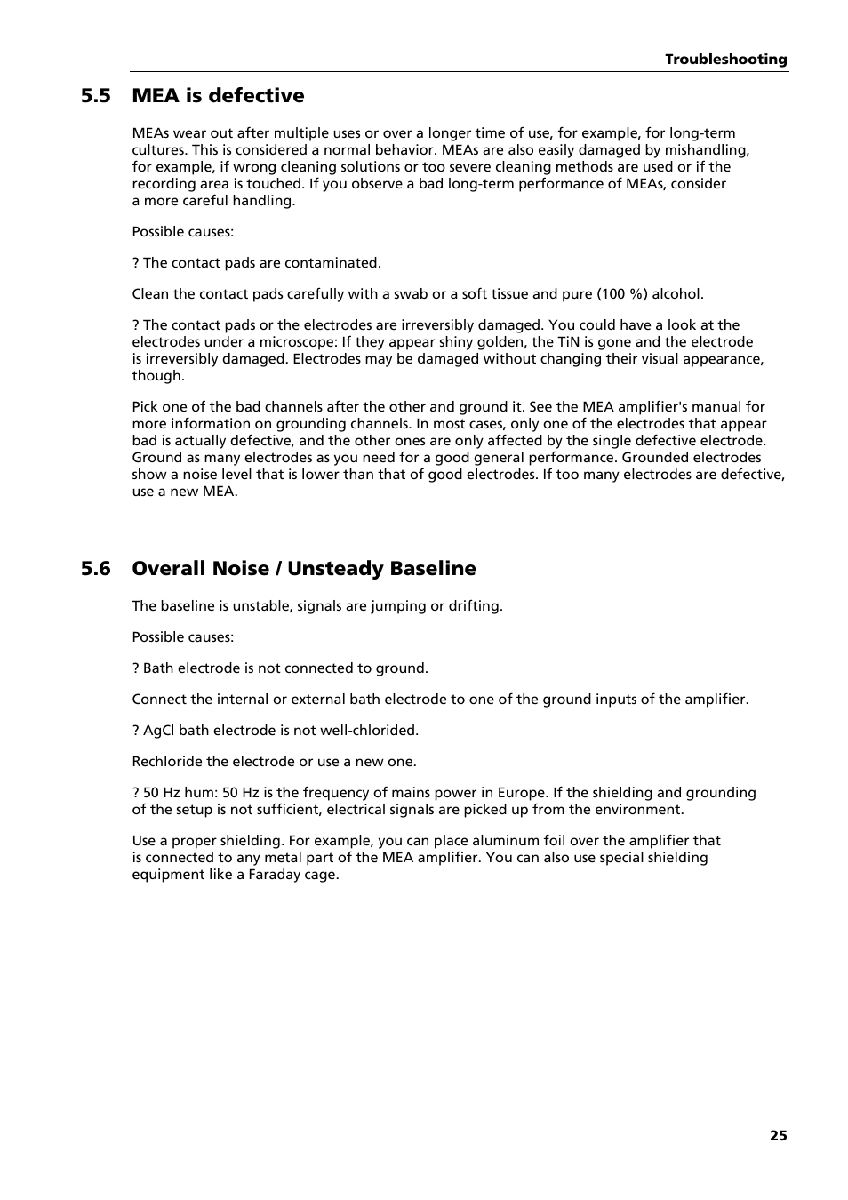 5 mea is defective, 6 overall noise / unsteady baseline | Multichannel Systems USB-MEA256-System Manual User Manual | Page 31 / 66
