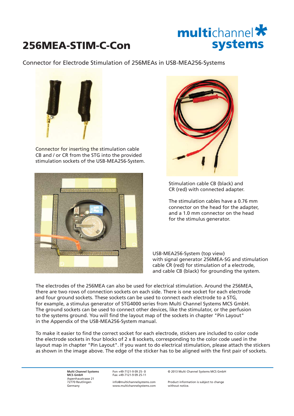Multi channel systems, 256mea-stim-c-con | Multichannel Systems USB-MEA256-System Manual User Manual | Page 54 / 66