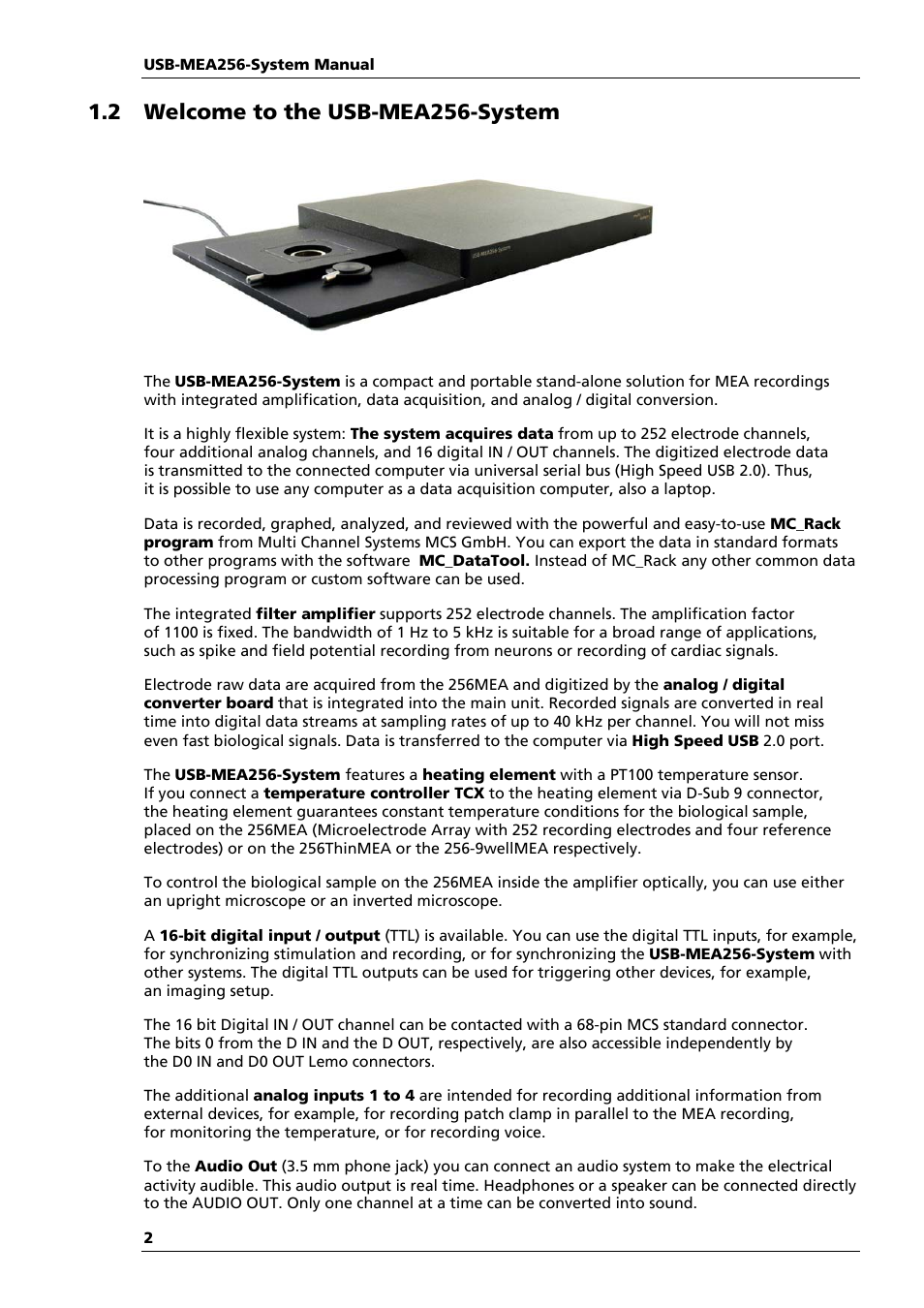 2 welcome to the usb-mea256-system | Multichannel Systems USB-MEA256-System Manual User Manual | Page 8 / 66