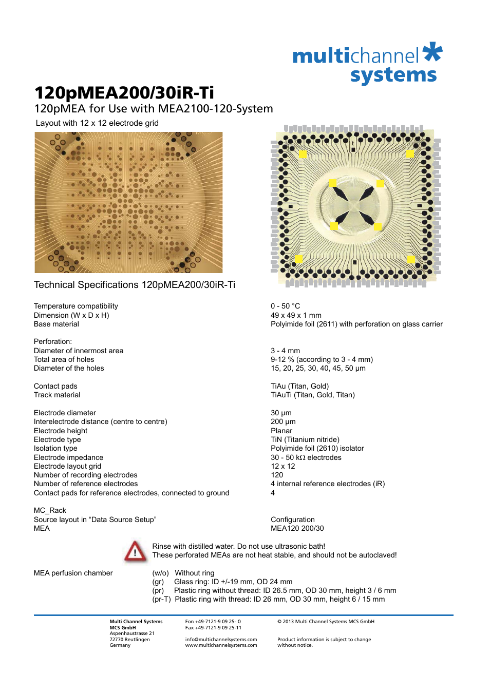 Layout with 12 x 12 electrode grid | Multichannel Systems MEA Manual User Manual | Page 120 / 135