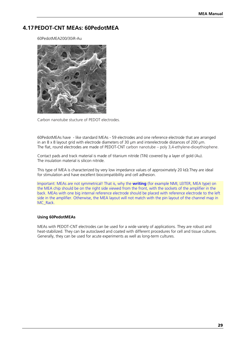 17 pedot-cnt meas: 60pedotmea | Multichannel Systems MEA Manual User Manual | Page 29 / 135