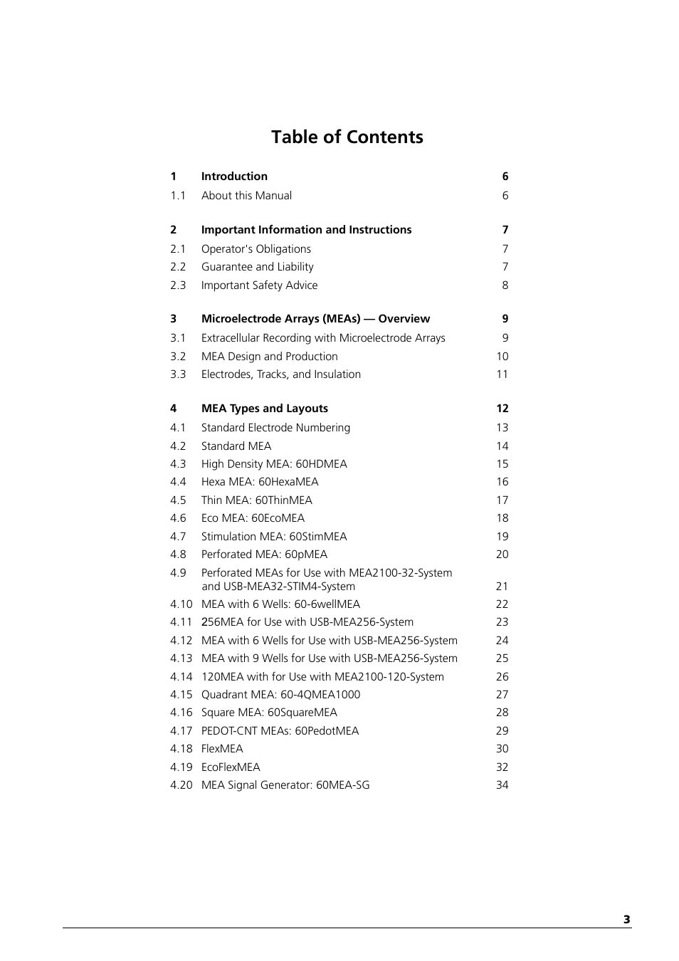 Multichannel Systems MEA Manual User Manual | Page 3 / 135