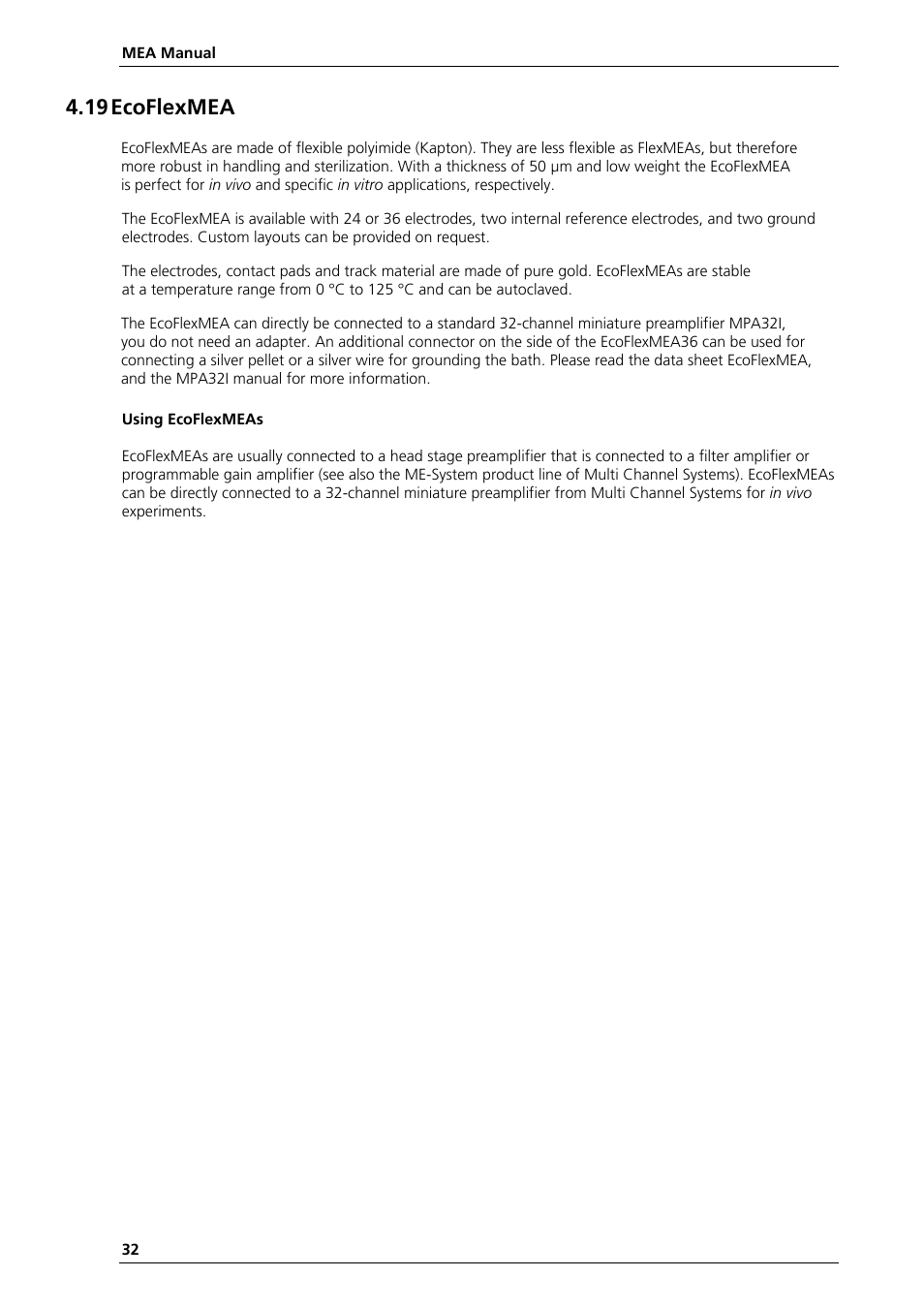 19 ecoflexmea | Multichannel Systems MEA Manual User Manual | Page 32 / 135