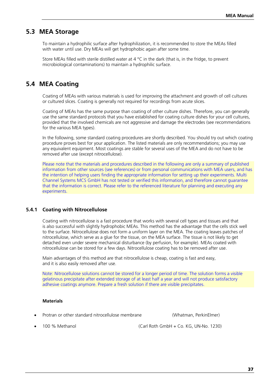 3 mea storage, 4 mea coating | Multichannel Systems MEA Manual User Manual | Page 37 / 135