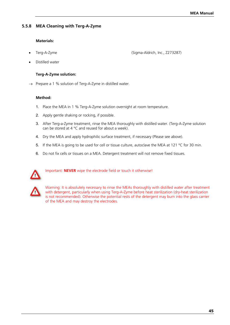 Multichannel Systems MEA Manual User Manual | Page 45 / 135