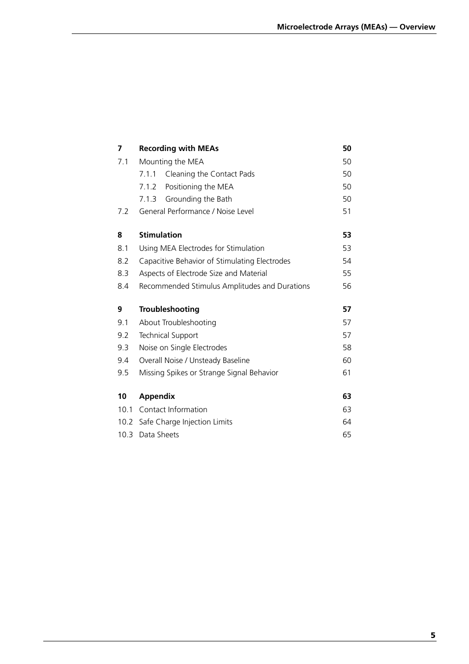 Multichannel Systems MEA Manual User Manual | Page 5 / 135