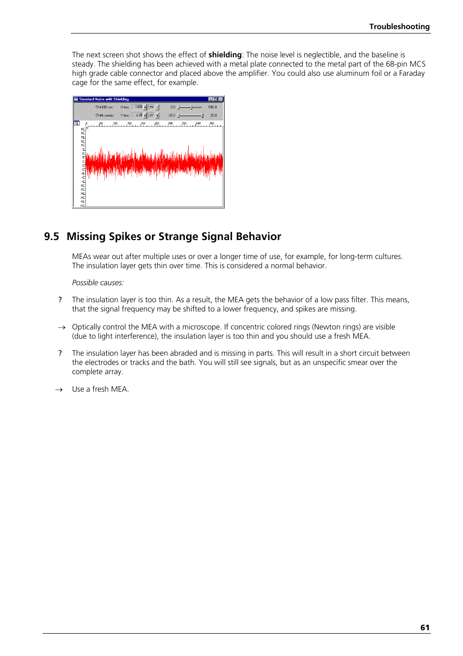 5 missing spikes or strange signal behavior | Multichannel Systems MEA Manual User Manual | Page 61 / 135