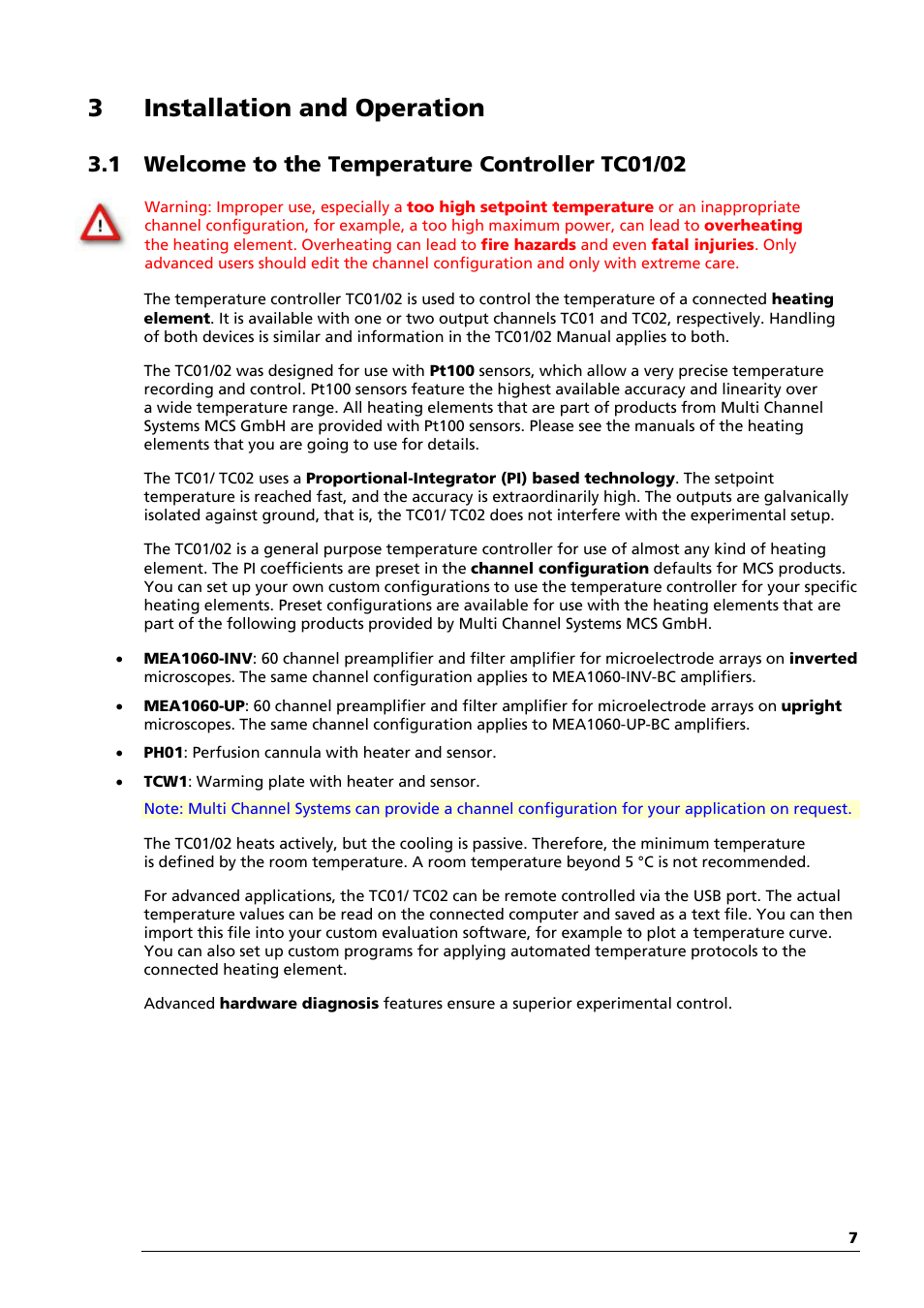 3installation and operation | Multichannel Systems TC01-2 Manual User Manual | Page 11 / 30