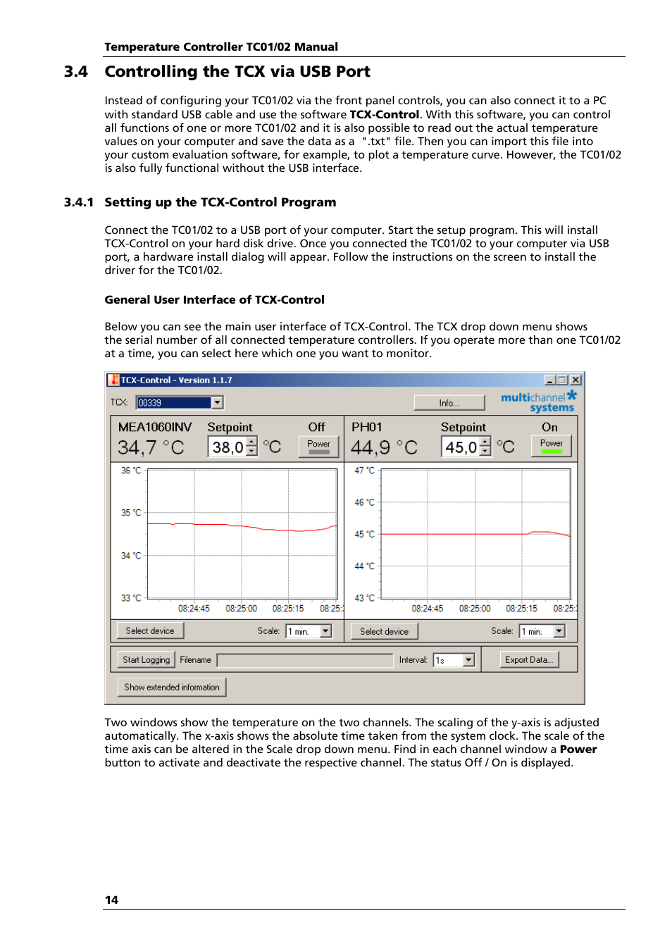 4 controlling the tcx via usb port | Multichannel Systems TC01-2 Manual User Manual | Page 18 / 30