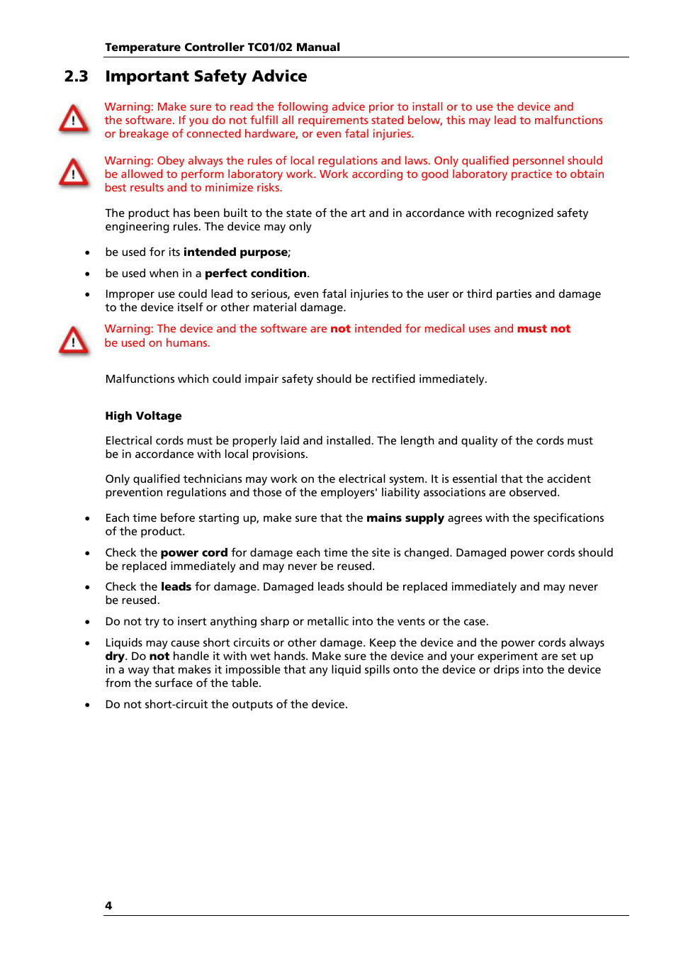 3 important safety advice | Multichannel Systems TC01-2 Manual User Manual | Page 8 / 30