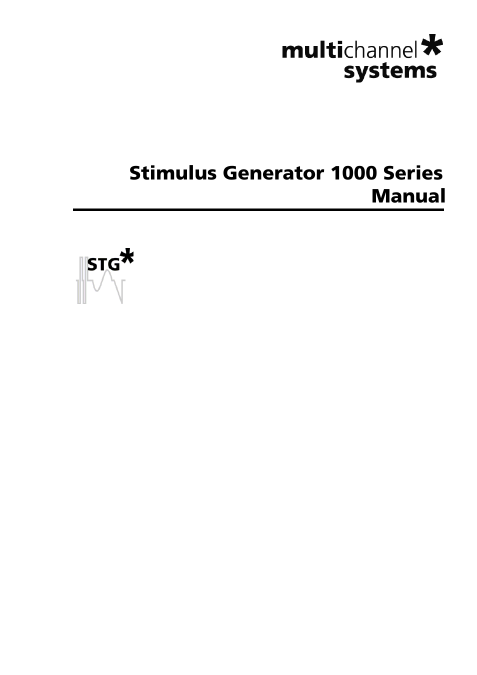 Multichannel Systems STG1000 Manual User Manual | 89 pages