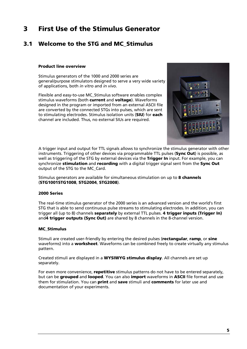 3first use of the stimulus generator, 1 welcome to the stg and mc_stimulus | Multichannel Systems STG1000 Manual User Manual | Page 11 / 89