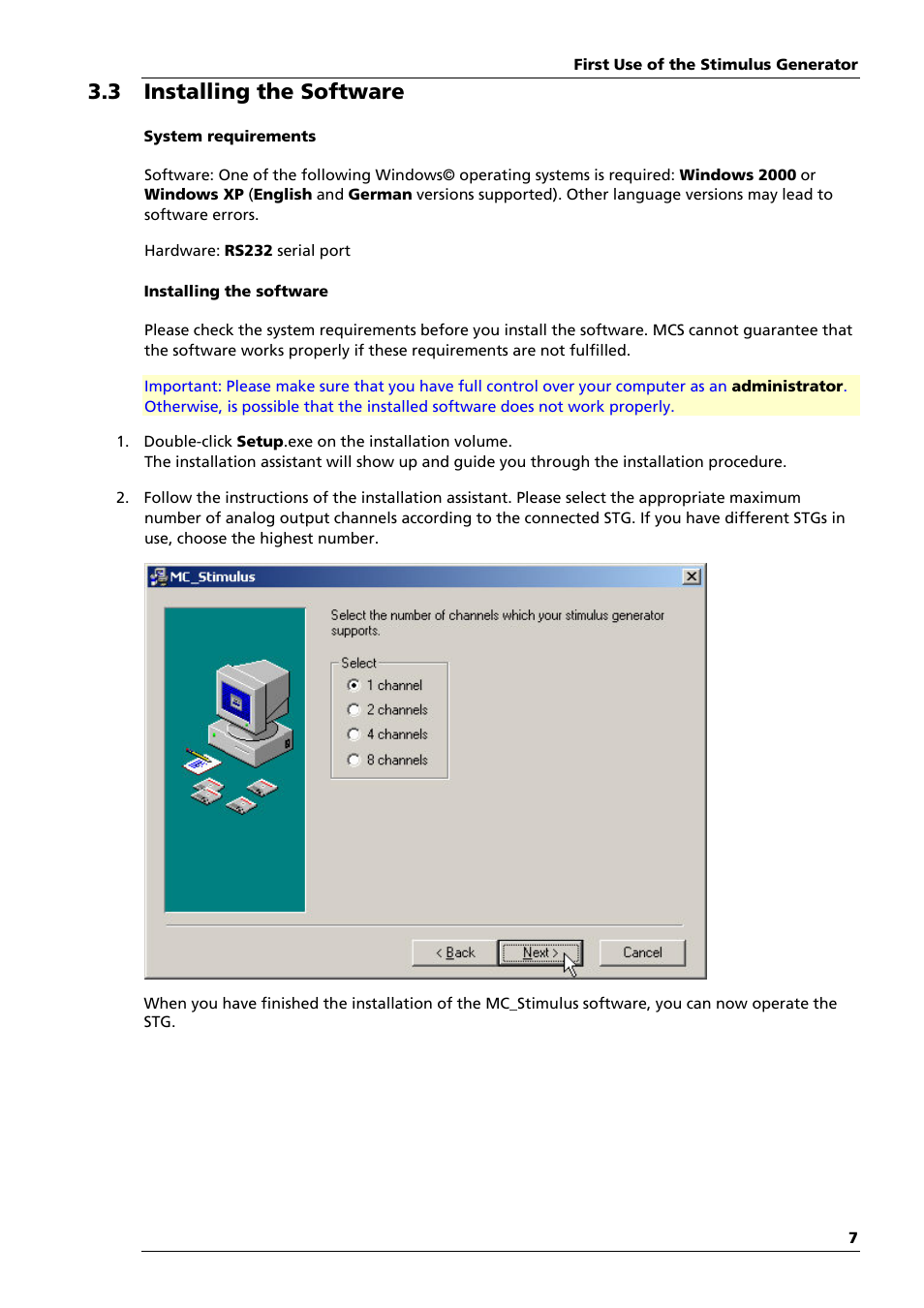 3 installing the software | Multichannel Systems STG1000 Manual User Manual | Page 13 / 89