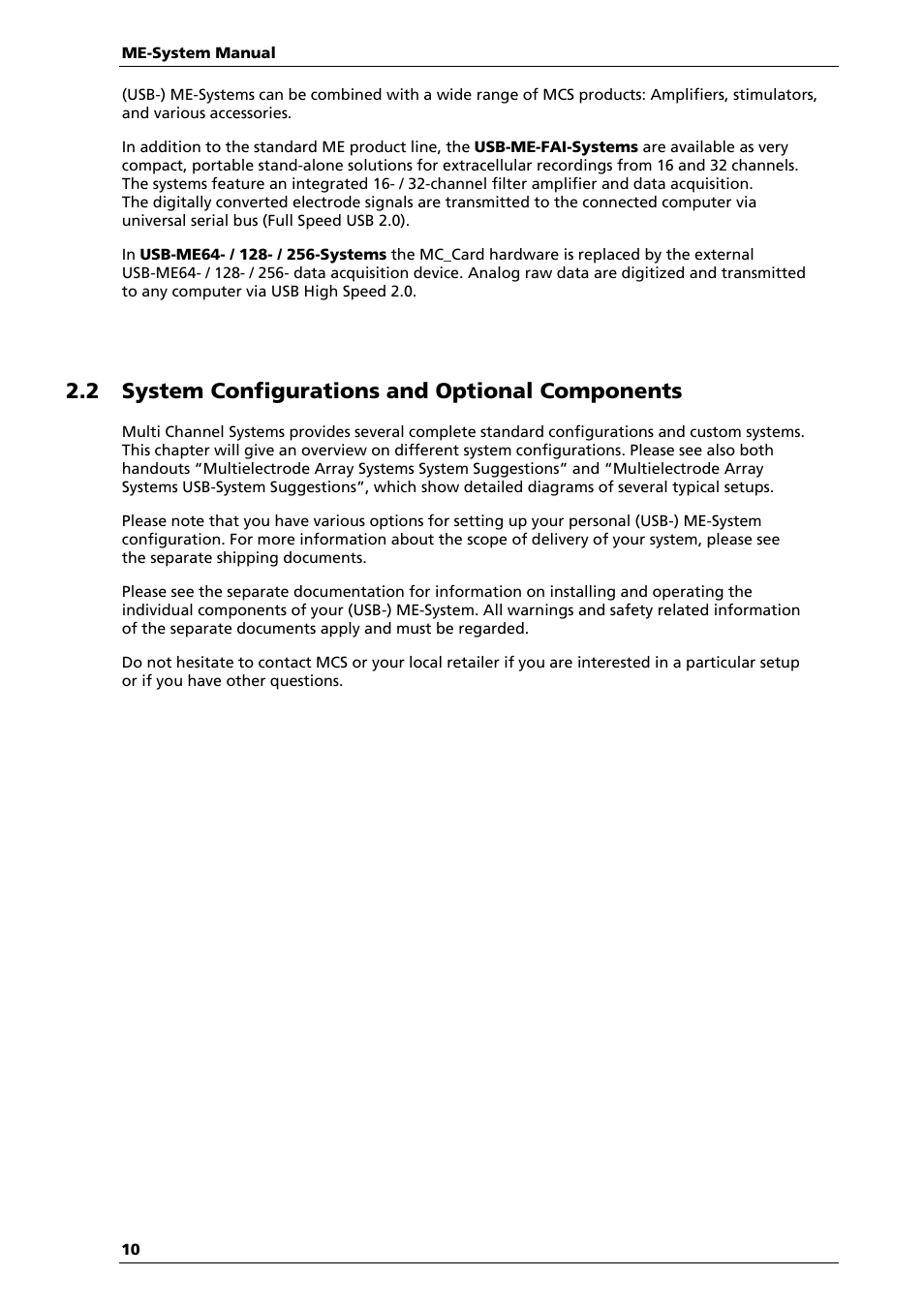 2 system configurations and optional components | Multichannel Systems ME-System Manual User Manual | Page 10 / 31
