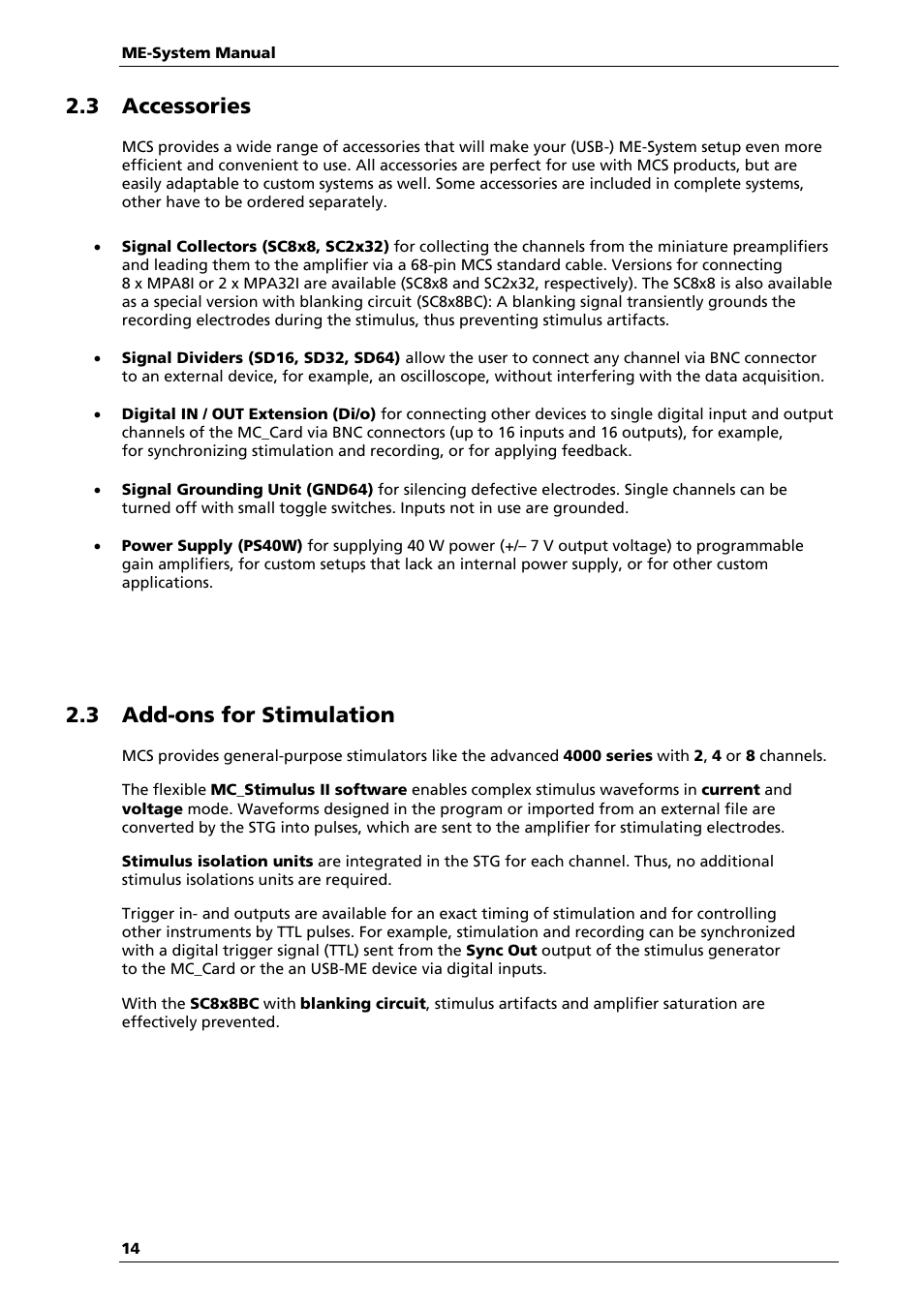 3 accessories, 3 add-ons for stimulation | Multichannel Systems ME-System Manual User Manual | Page 14 / 31