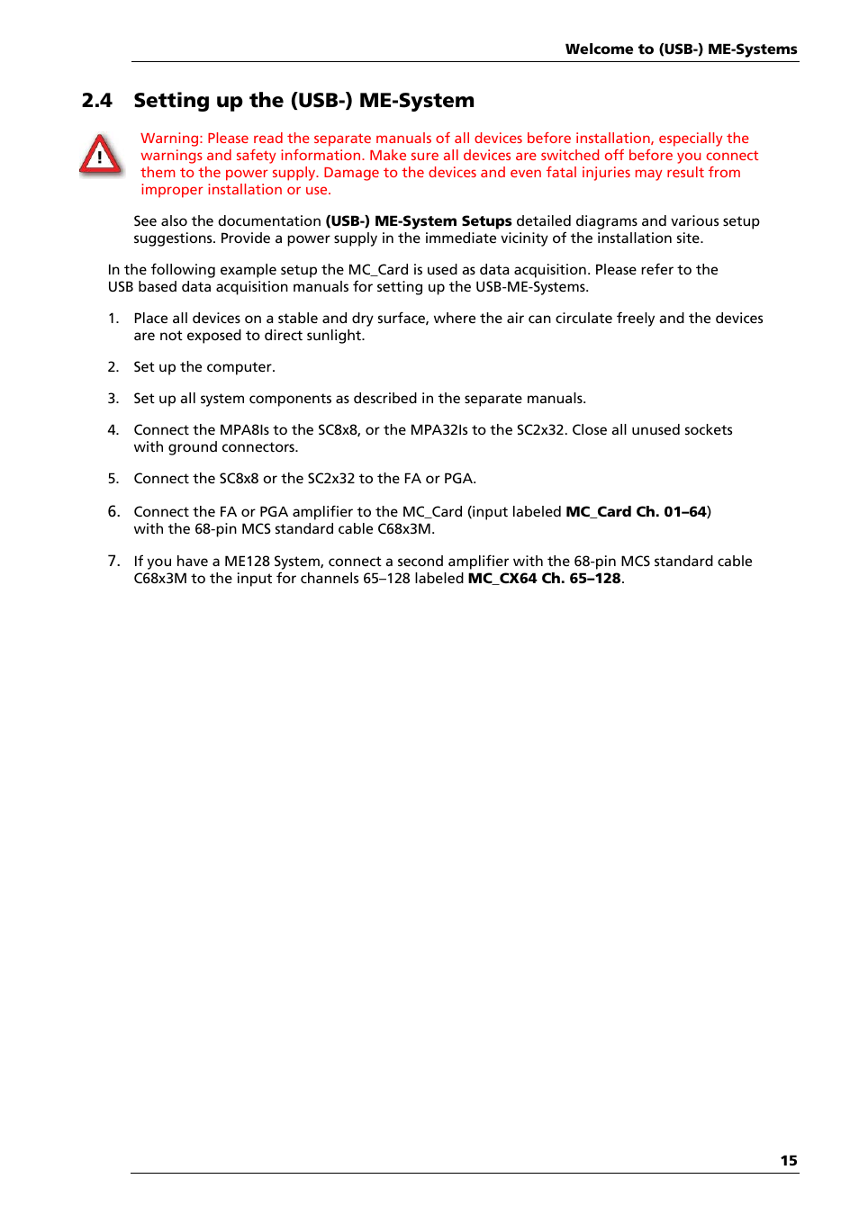 4 setting up the (usb-) me-system | Multichannel Systems ME-System Manual User Manual | Page 15 / 31