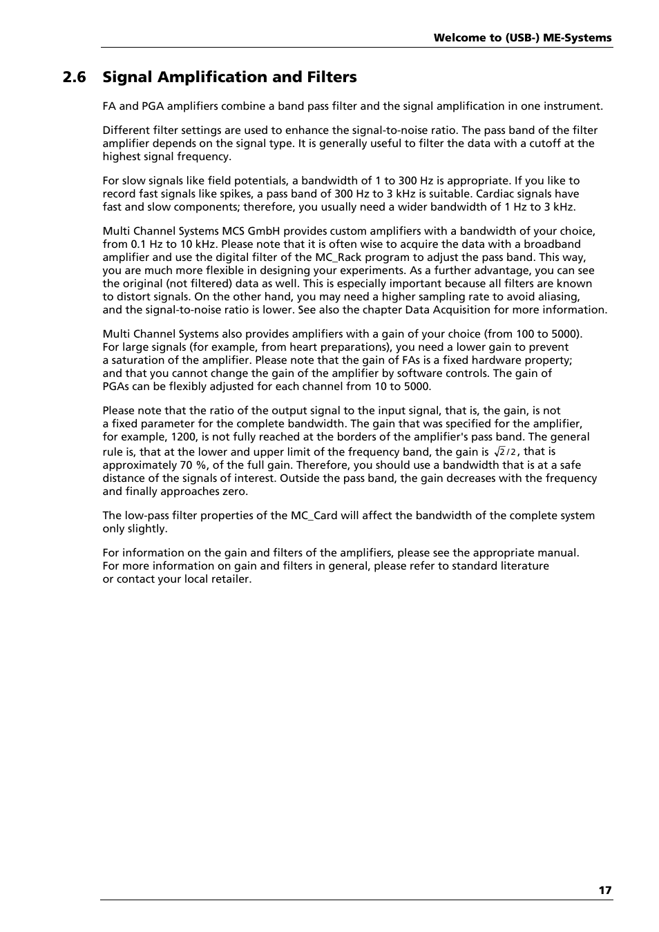 6 signal amplification and filters | Multichannel Systems ME-System Manual User Manual | Page 17 / 31