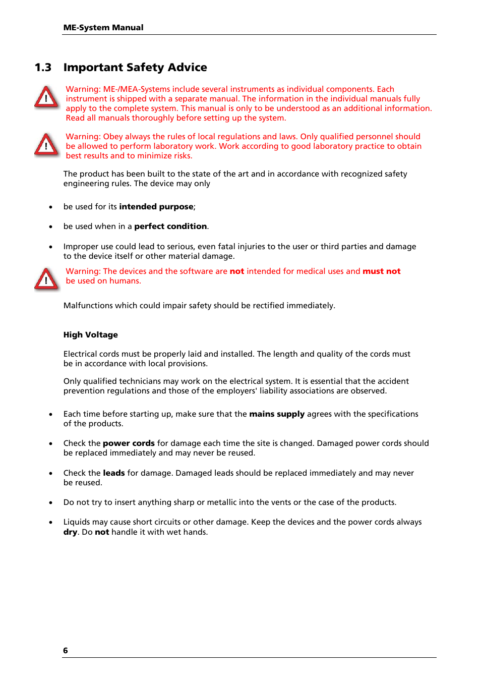 3 important safety advice | Multichannel Systems ME-System Manual User Manual | Page 6 / 31
