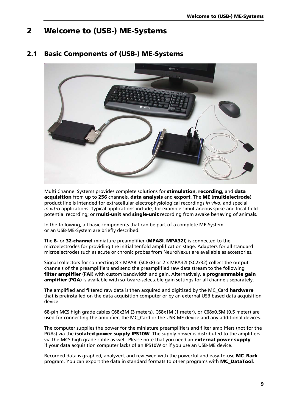 2welcome to (usb-) me-systems, 1 basic components of (usb-) me-systems | Multichannel Systems ME-System Manual User Manual | Page 9 / 31
