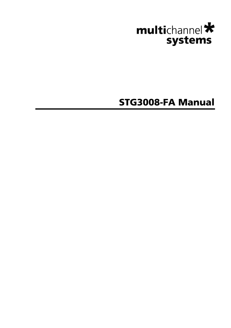 Multichannel Systems STG3008-FA Manual User Manual | 101 pages
