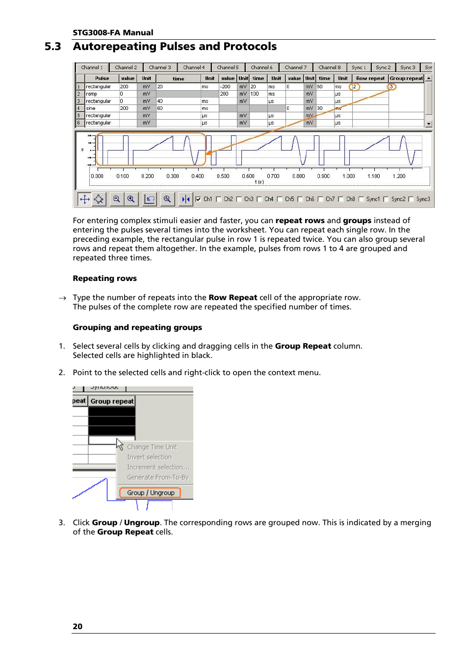 3 autorepeating pulses and protocols | Multichannel Systems STG3008-FA Manual User Manual | Page 26 / 101