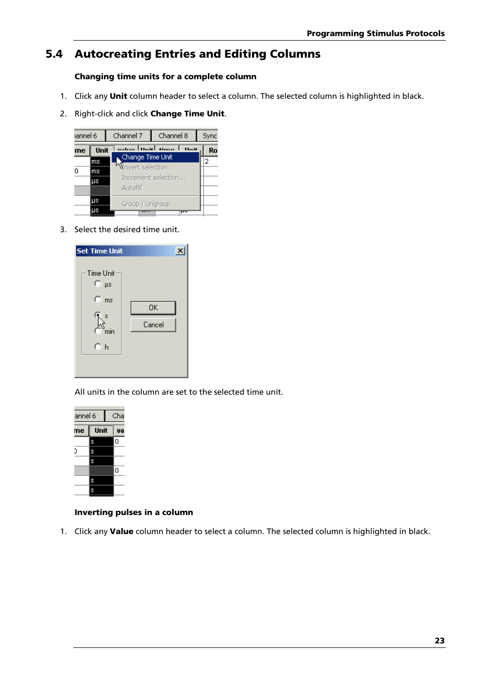4 autocreating entries and editing columns | Multichannel Systems STG3008-FA Manual User Manual | Page 29 / 101