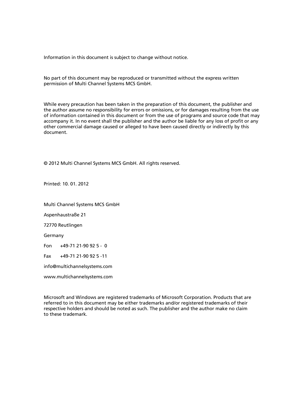 Multichannel Systems STG3008-FA Manual User Manual | Page 3 / 101