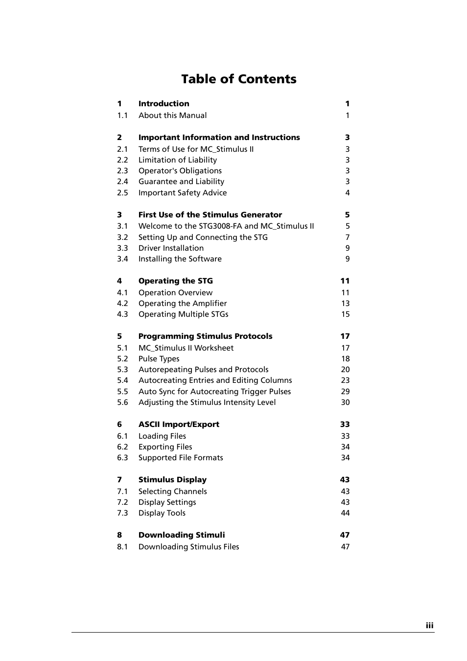 Multichannel Systems STG3008-FA Manual User Manual | Page 5 / 101
