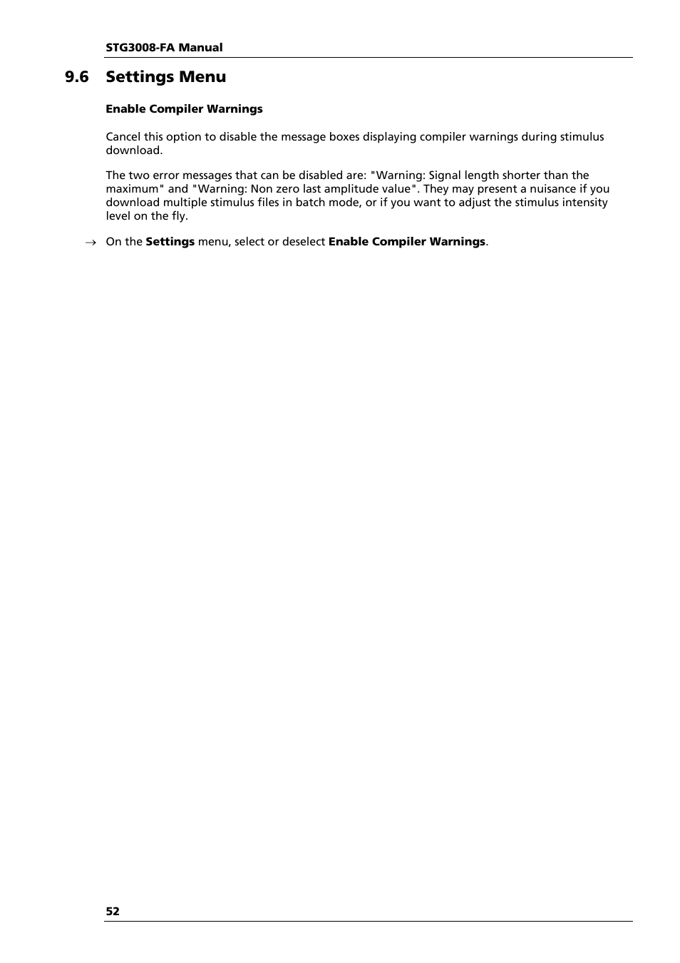 6 settings menu | Multichannel Systems STG3008-FA Manual User Manual | Page 58 / 101