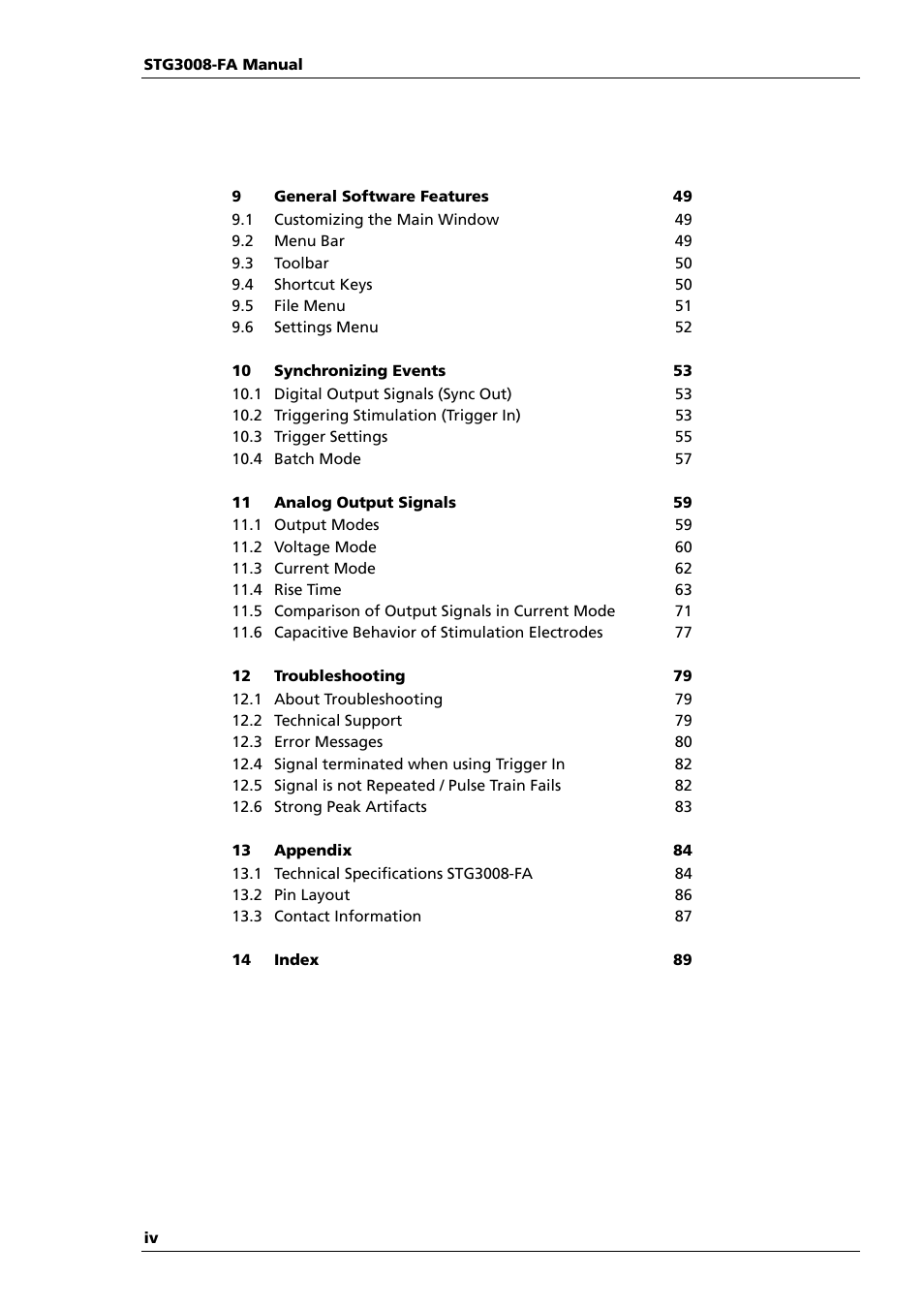 Multichannel Systems STG3008-FA Manual User Manual | Page 6 / 101
