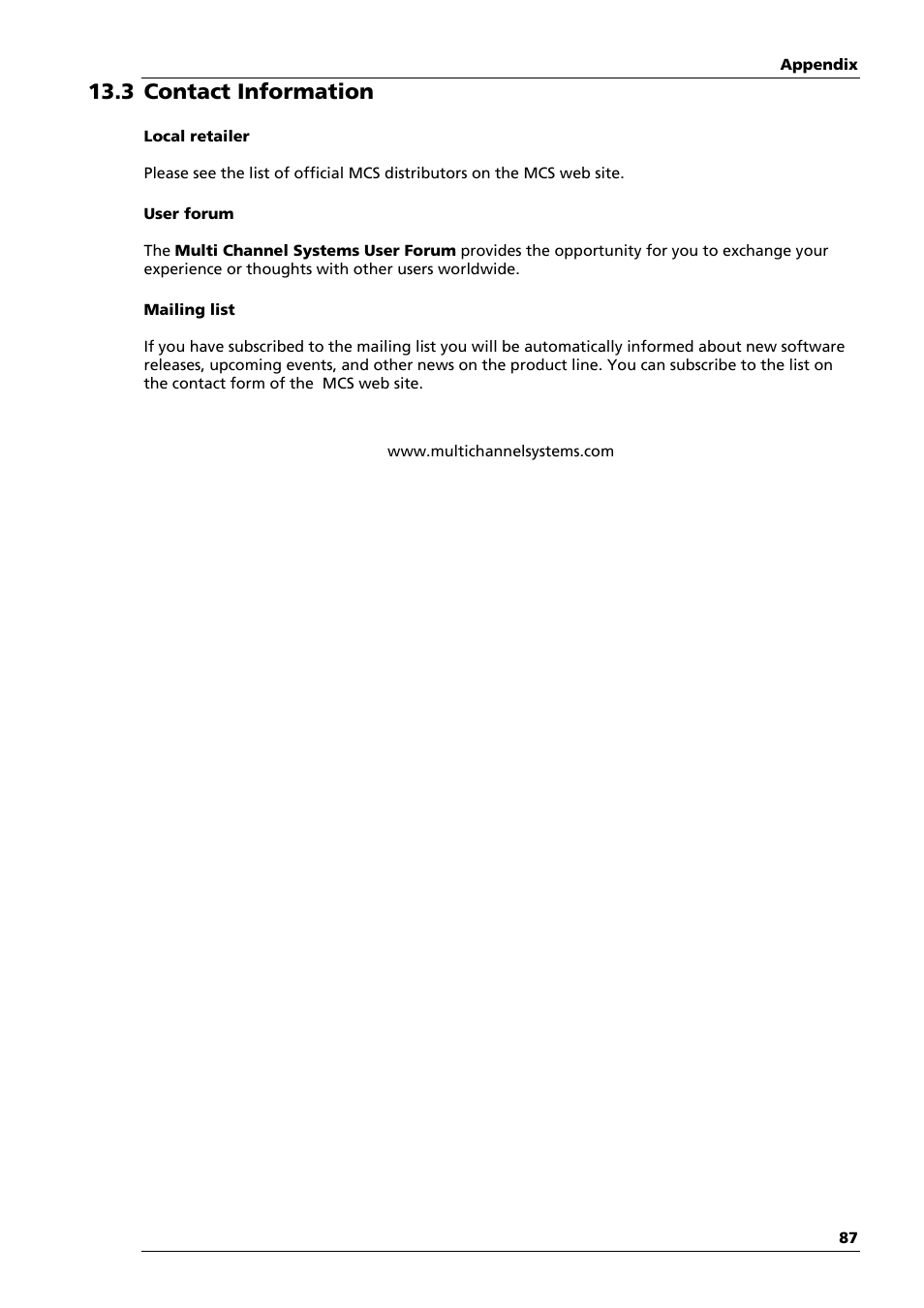 3 contact information | Multichannel Systems STG3008-FA Manual User Manual | Page 93 / 101