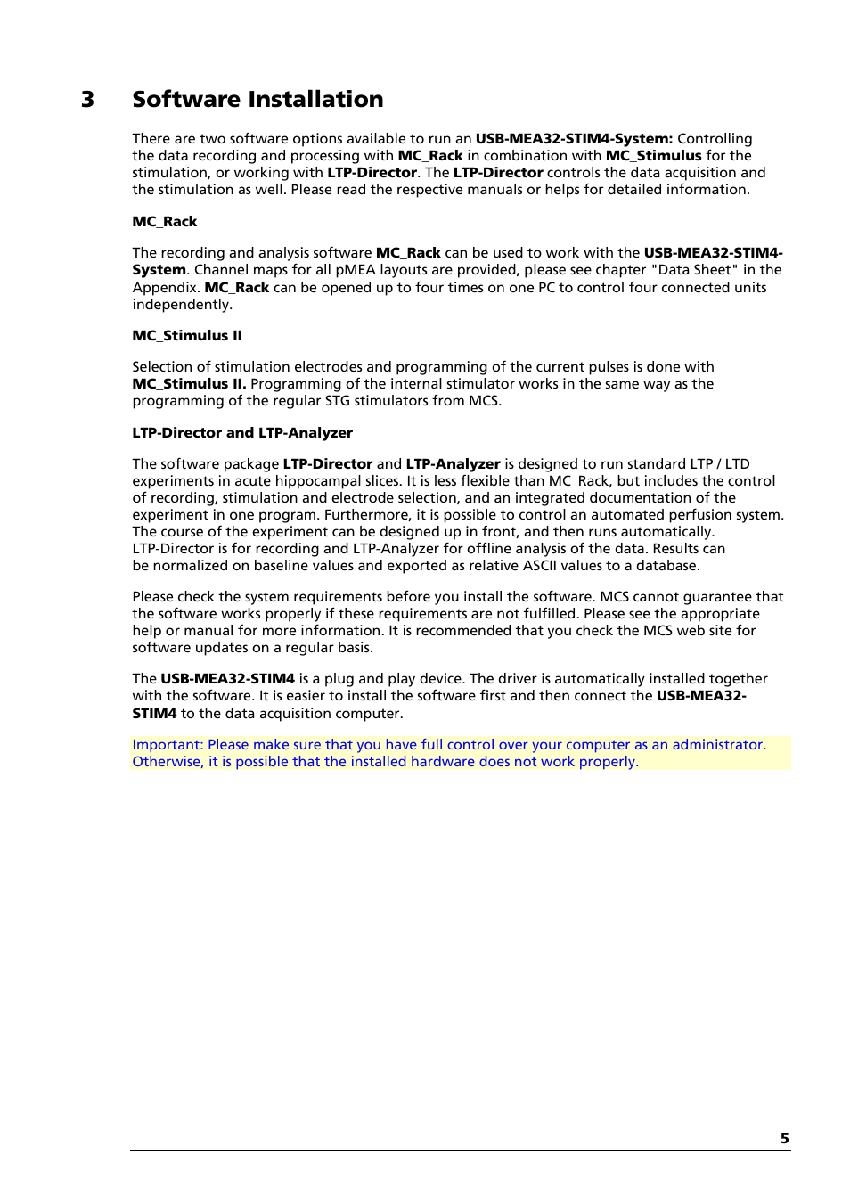 3 software installation | Multichannel Systems USB-MEA32-STIM4 Manual User Manual | Page 11 / 50