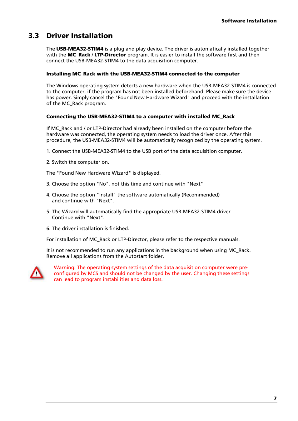 3 driver installation | Multichannel Systems USB-MEA32-STIM4 Manual User Manual | Page 13 / 50