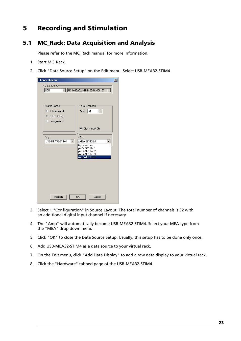 5recording and stimulation, 1 mc_rack: data acquisition and analysis | Multichannel Systems USB-MEA32-STIM4 Manual User Manual | Page 29 / 50