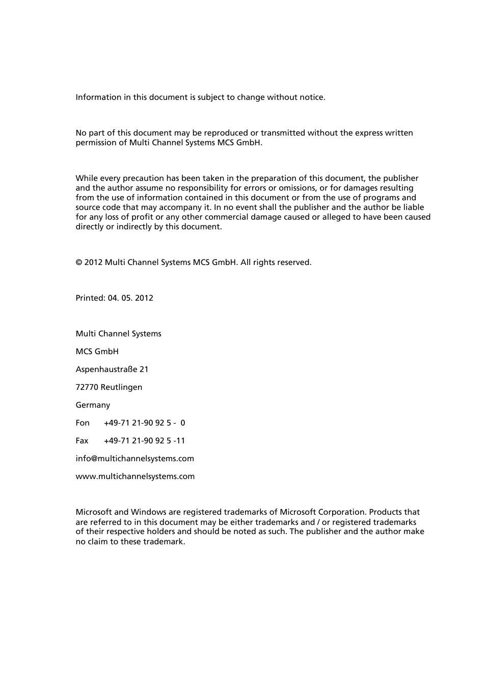 Multichannel Systems USB-MEA32-STIM4 Manual User Manual | Page 3 / 50