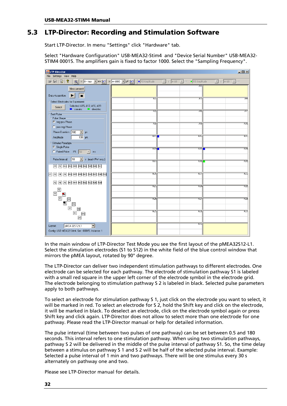 3 ltp-director: recording and stimulation software | Multichannel Systems USB-MEA32-STIM4 Manual User Manual | Page 38 / 50