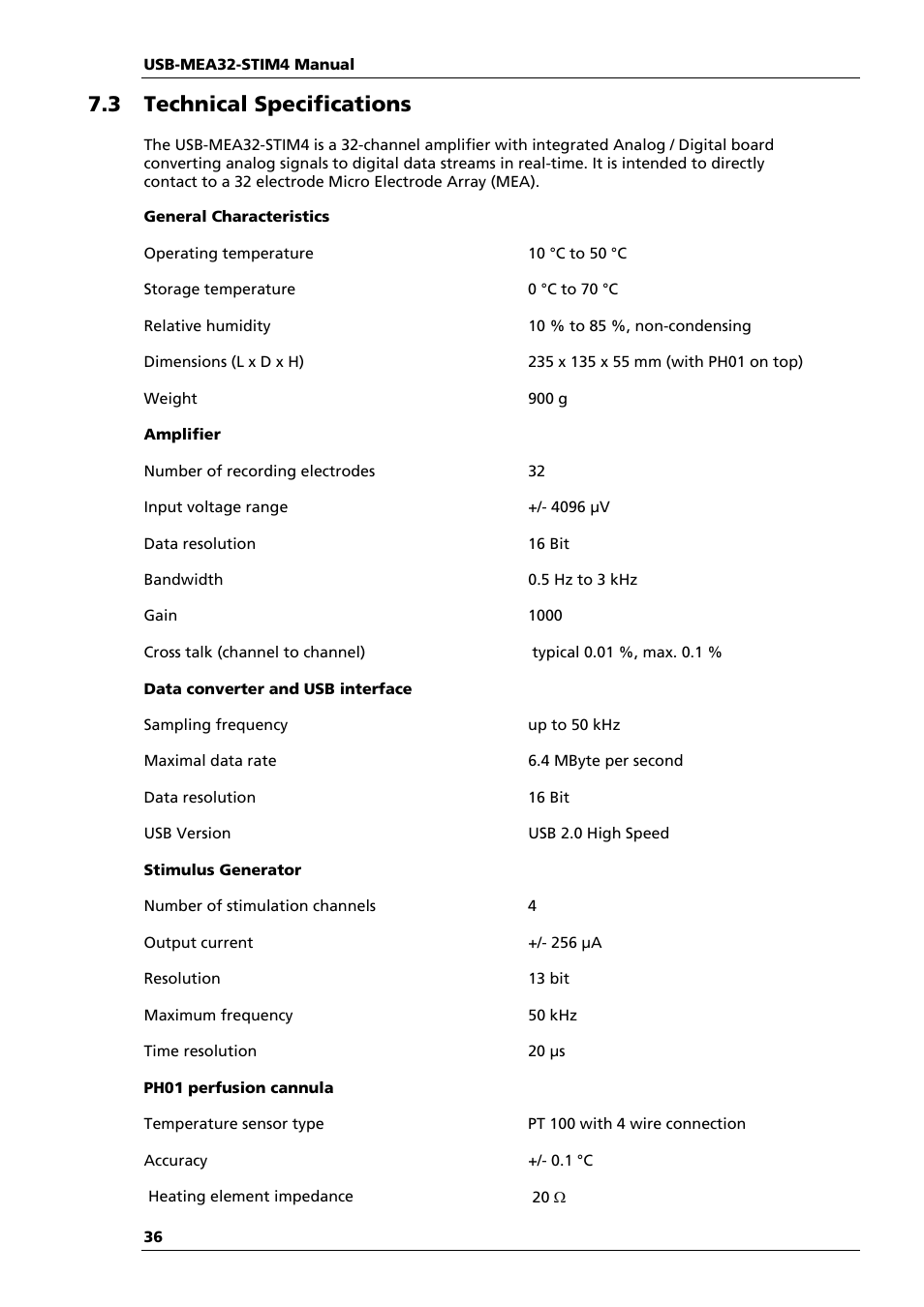 3 technical specifications | Multichannel Systems USB-MEA32-STIM4 Manual User Manual | Page 42 / 50